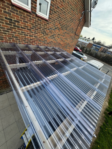 Timber Pergola, Clear Corrugated Sheets
